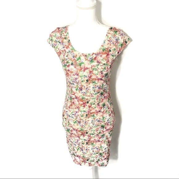 Free People Floral Spring Dress Sz Small Midi Pink Green - Picture 3 of 9
